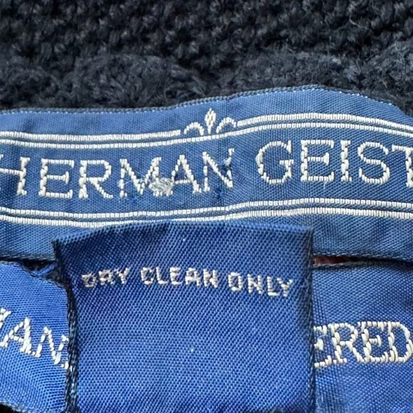 80s Vintage Herman Geist Black Wool Hand Embroidered Cardigan Sweater Size Small - Picture 5 of 5